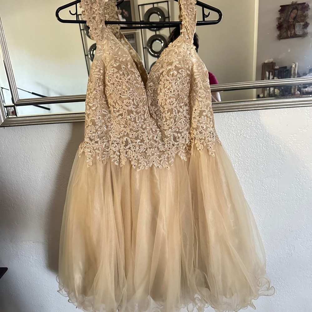 Dama dress May Queen Gold Lace Dress
